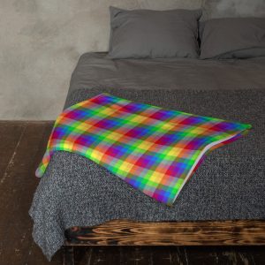 rainbow pride plaid fleece throw blanket